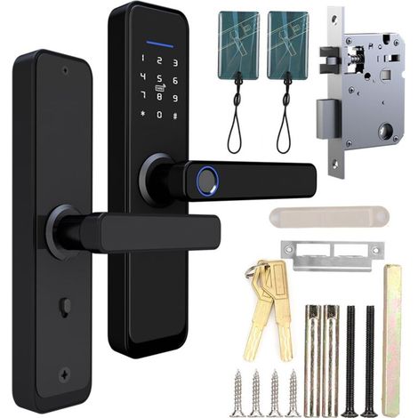 Intelligentes Elektronisches Türschloss – Entsperrung Per Fingerabdruck, Passwort, Ic-karte – Kompatibel Mit Holztüren – Einfache Installation