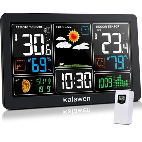 Kabellose Wetterstation – Innen- Und Außensensor – 24-stunden-wettervorhersage – Farb-lcd-bildschirm – Temperatur Und Luftfeuchtigkeit