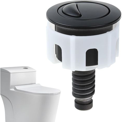Set Aus 1 Spülknopf Mit Doppel-drucktaste, Rund – Abs Verchromt – 49 Mm Durchmesser – 38 Mm Montagebohrung – Wassersparmechanismus (schwarz)