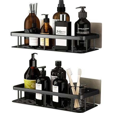 Klebedusche Aus Aluminium – 31 X 13 X 5 Cm – Rostfrei – 4 Haken Für Die Aufbewahrung – Tragkraft Bis Zu 10 Kg