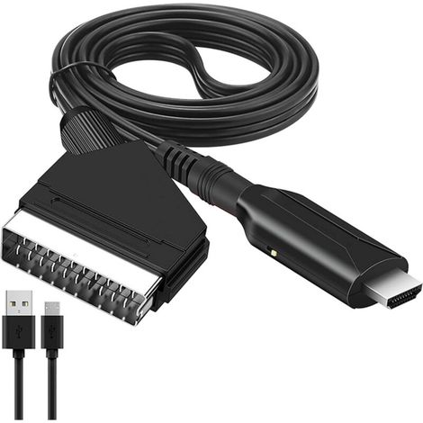 Scart-zu-hdmi-adapter, Hdmi-zu-scart-konverter, Scart-auf-hdmi-wandler Mit Hdmi-kabel, Für Full-hd-fernseher 720p/1080p, Audio/video Für Dvd-player, Blu-ray, Set-top-box, Vhs, Xbox, Ps3