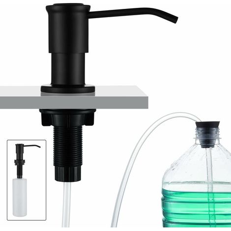 Einbauspender Für Seife, Küchenspülbeckenseifenspender, Integrierter Seifenspender Mit 500-ml-flasche Und 1,0 M Verlängerungsset, Nachfüllung Von Oben, Schwarz