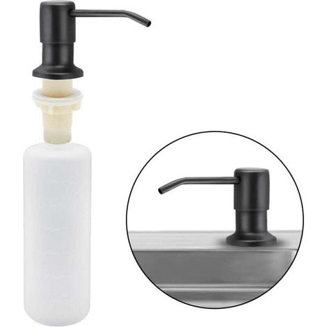 Spender Für Spülmittel In Der Küche, Einbauspender Aus Edelstahl 350 Ml, Nachfüllbarer Seifenspender Mit 360° Drehbarer Pumpe (mattschwarz)