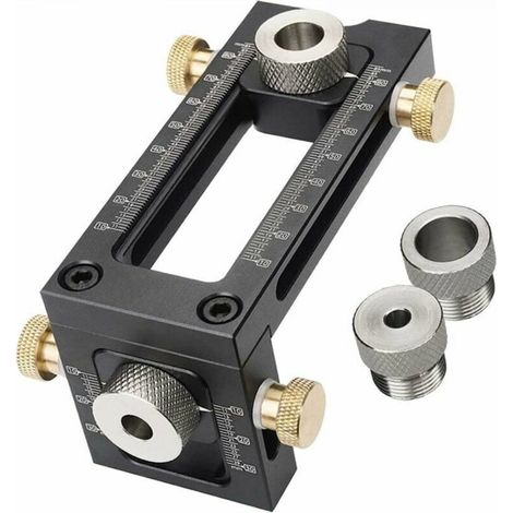 2-in-1-bohrschablone Für Die Holzbearbeitung, Verstellbare Taschenschablone, Bohrführungsset Mit 4 Löchern In 6/8/10/12 Mm, Dübelset Für Schrauben Von Bett- Und Schrankschränken, Körnerlokator