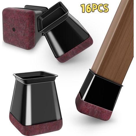 Set Aus 16 Quadratischen Schwarzen Silikon-fußschonern In Größe Xl (37–43 Mm), Zur Geräuschreduzierung Und Zum Schutz Vor Kratzern