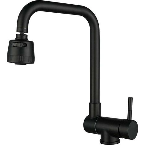 Klappbarer Küchenmischer, Klappbarer Küchenhahn Unter Dem Fenster Mit 2 Strahlarten, 304 Edelstahl Schwenkbarer Spülhahn Um 360° (schwarz)