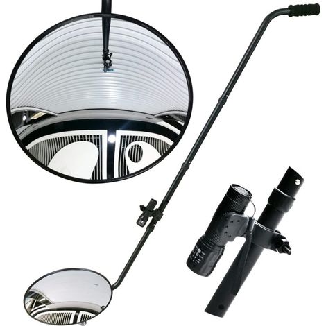 Inspektionsspiegel Für Fahrzeugunterboden, 30,5 Cm Konvexer Spiegel Mit Rädern Und Led-licht Für Sicherheitskontrollen Unter Autos