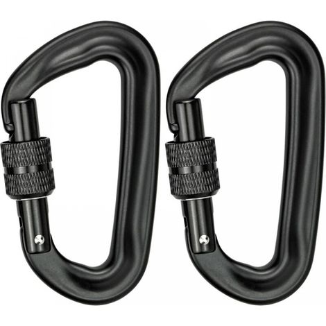 Set Aus 2 Robusten Aluminium-karabinern (1.200 Kg), D-förmig, Abschließbar, Geeignet Für Hängematten, Yogaschaukeln Usw.