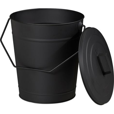 Ascheeimer Mit Deckel, Zum Transport Und Abkühlen Von Asche, Für Kamin, Ofen, Grill, 12l, Stahl, Schwarz