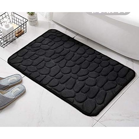 Rutschfester Badezimmerteppich Aus Memory-schaum, Saugfähig Und Maschinenwaschbar – 50 X 80 Cm, Schwarz