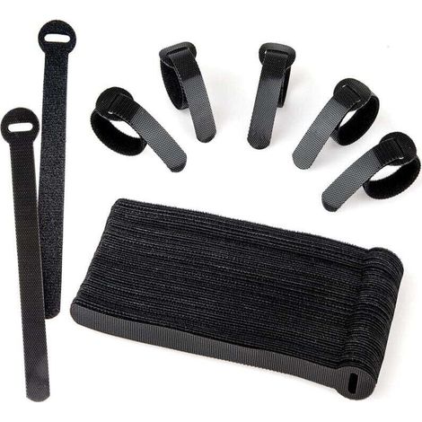 60 Wiederverwendbare Schwarze Kabelbinder - Für Pc, Tv, Büro, Kabelorganisation