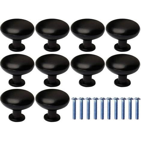 Schwarze Runde Möbelknöpfe 28mm, 10er Pack. Einfache Installation Mit 20mm Schrauben. Für Schränke Und Schubladen, 10 Stück.