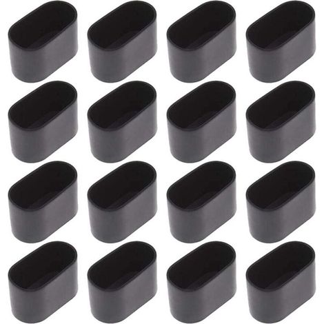 16 Stück Stuhlbein-kappen, Stuhlbeinschutz, Bodenschutz Für Klappstühle Mit Ovalem Rohr, Aus Kunststoff (schwarz, 16 Stück / 20x40 Mm)