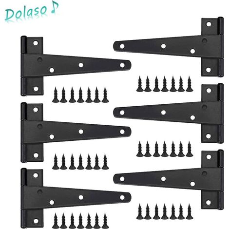 6 Stück Schwarze T-scharniere Aus Hochwertigem Metall, Maximale Tragkraft 25 Kg, Für Türen Und Fenster, Einfache Installation Mit Mitgelieferten Schrauben