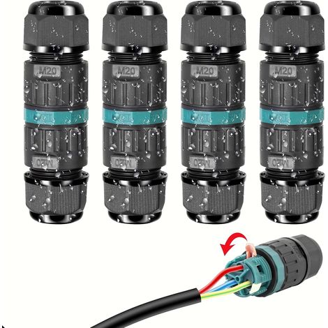 Wasserdichter Elektrischer Steckverbinder Ip68 – 3-adriges Kabelverschraubung Für Feuchte Umgebungen – Außen-abzweigdose – 4er-pack