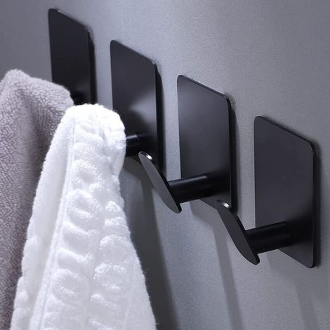 6 Stück Selbstklebende Haken 3m, Wandhaken Für Badezimmer, Handtuchhaken Für Die Küche, Bildaufhängung Ohne Bohren, Selbstklebende Edelstahlhaken, Schwarz