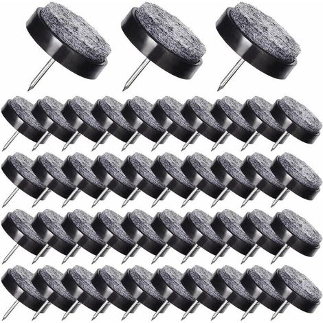 50 Gleiter Für Stühle Zum Annageln, 24 Mm – Filzgleiter Zum Schutz Von Möbelfüßen – Schwarz