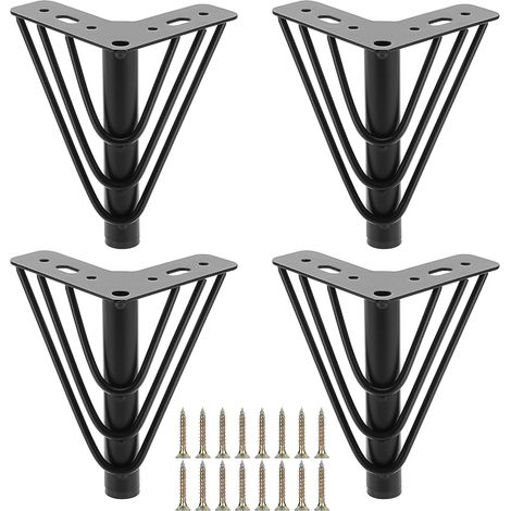 4er-set Metallmöbelbeine 15 Cm, Dreieckige Plattenfüße, Robuste Ersatzmöbelbeine, Stützfuß Für Sofa, Bett, Stuhl, Schrank, Schublade, Tisch (schwarz)