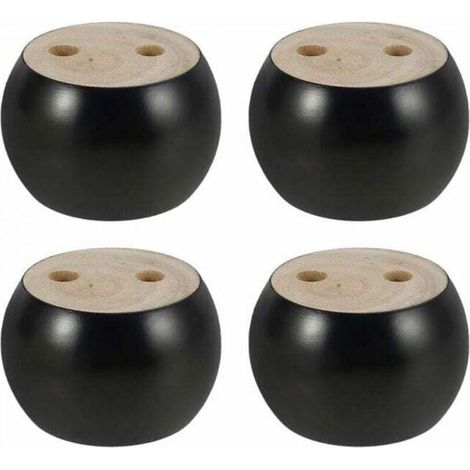 4er-set Runde Möbelfüße Aus Holz, 5 Cm Hoch, Für Sofa, Bett, Sessel, Schrank, Mit Schrauben Und Klebestreifen (schwarz)