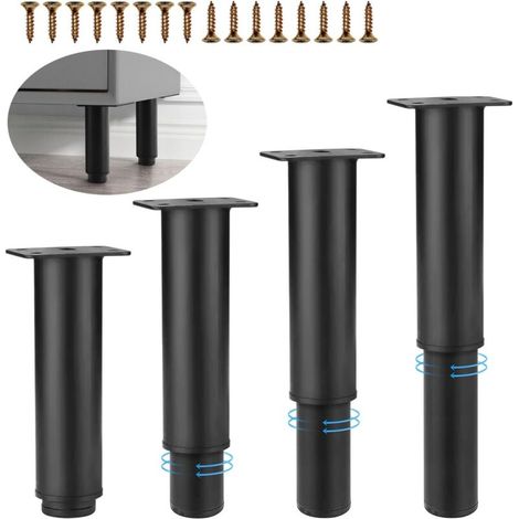 Verstellbare Metallmöbelfüße – 4er Set – Höhe 18-30 Cm – Tragfähigkeit 300 Kg – Einfache Montage Mit Befestigungsschrauben