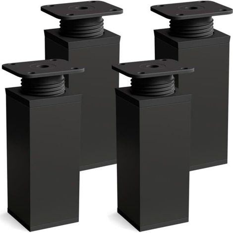 Verstellbare Möbelfüße, 4er-set – Mattschwarz – Höhe 60 Mm – Eckige Form – Für Hartholz- Und Aluminiummöbel