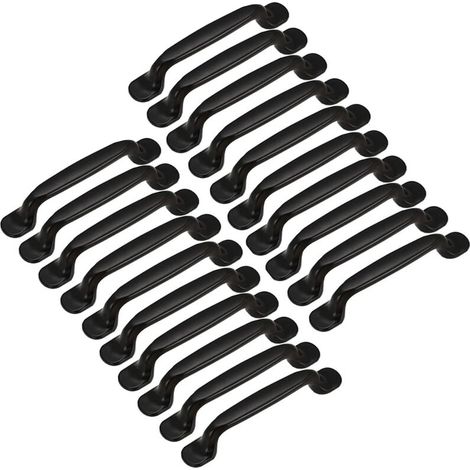 20x Türgriffe Für Küche, Schrank, Kleiderschrank, Schublade, Schlafzimmer, Möbel, Zuggriff, Lochabstand 128mm, Aluminium Schwarz