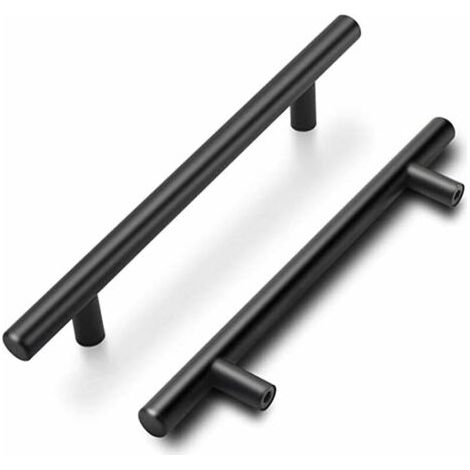 Set Aus 15 Schwarzen Möbelgriffen, 128 Mm – Edelstahl Mit Matter Oberfläche – Modernes Design Für Küche Und Badezimmer - Ls201bk128