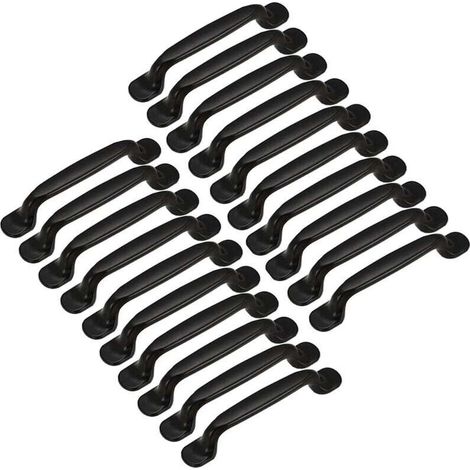 20x Türgriff Küche Schrank Kleiderschrank Schublade Schlafzimmer Möbel Griff Lochabstand 128mm, Aluminium Schwarz