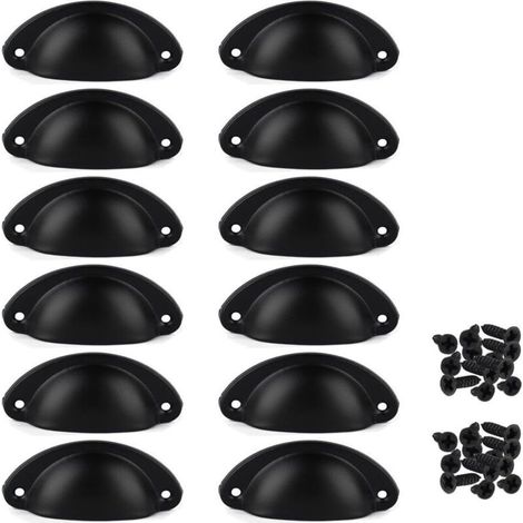 Set Aus 12 Vintage-schubladengriffen Aus Eisen – Halbrunde Griffe Für Schränke Und Kommoden – Maße 8x3,5cm – Schrauben Enthalten