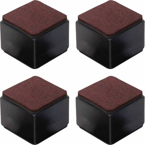 Satz Von 4 Selbstklebenden Möbelerhöhern Aus Kohlenstoffstahl - 50 Mm Höhe Für Betten, Sofas, Schränke - Schwarze Quadrate