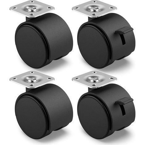 Satz Von 4 Möbelrollen 30 Mm - Transportrollen Mit Bremse - Schwenkrollen Für Innenmöbel - Rollen Mit Geringem Rollwiderstand