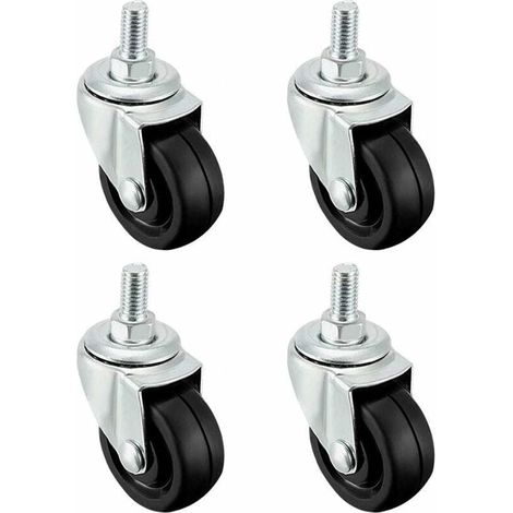 Satz Mit 4 Schwenkbaren Tpe-gummirollen, 40 Mm – Tragkraft 20 Kg – M8-gewinde Für Sichere Montage – Für Alle Böden Geeignet