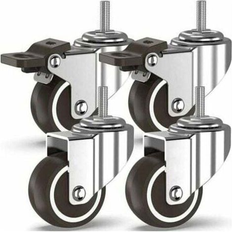 50 Mm Schwenkbare Rollen Mit 4 Gewindebolzen, Möbelrollen, Bremsrollen Für Den Industriellen Transport Von Platten (mit M10-gewindebolzen, 2 Mit Bremse, 2 Ohne Bremse)