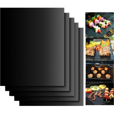5 Stück Bbq-grillmatten, Wiederverwendbare Antihaftbeschichtete Grillplatten Für Outdoor-kochen, 40x30 Cm, Ptfe-grillmatte Als Zubehör Für Partys