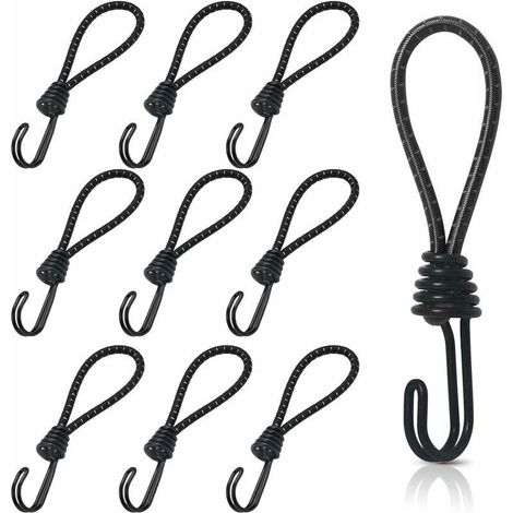 10er-set Elastische Gummispanner, 16 Cm – Doppelhaken Für Sichere Befestigung – Wetterfest – Maximale Belastung 15 Kg