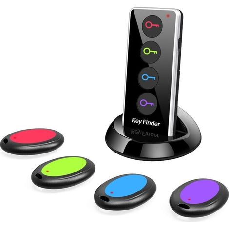 Drahtloser Schlüsselfinder 120 Db – Reichweite 50-80 M – Fernbedienung Mit Led-lampe – 4 Empfänger Und Halterung Enthalten - Rf 120 Db