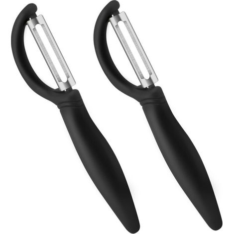 2 Stück Universalschäler, Edelstahl Gemüseschäler Manuell Kartoffelschäler Mit Ergonomischem Griff, Küchenschäler Für Gemüse Und Obst (schwarz)