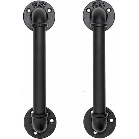 2er-set Industrielle Rohr-türgriffe, Haltegriffe, Scheunentür-griffe, Antik Rustikal Aus Gusseisen Für Handläufe, Schwarz, 30 Cm Lang (s(25d,27l), Schwarz)