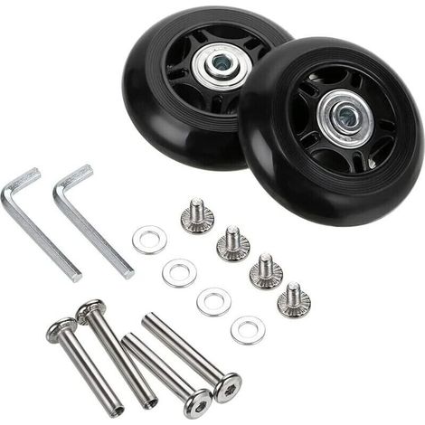 2 Stück Kofferrollen, Ersatzräder Mit Lager Für Reisegepäck, 70×24 Mm, Schwarz - Inhhub