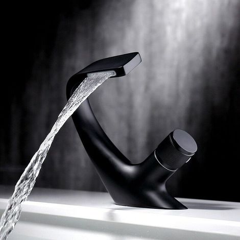 Einhüliger Wasserhahn Mit Kaskadeneffekt, Luxuriös Gestalteter Messing-waschbecken- Und Badewannenwasserhahn (schwarz, 1813 Cm)