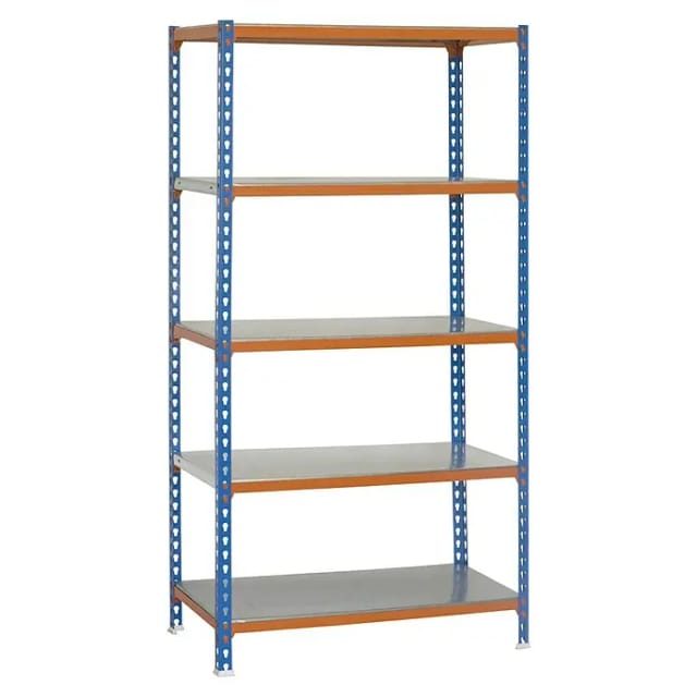 Simonrack Metallregal Blau und Orange 5 Ebenen