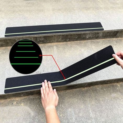 Rutschfeste Streifen 30" X 4" (10er-pack) Mit Phosphoreszierendem Streifen, Rutschfestes Klebeband Für Außen, Hochhaftendes Schleifklebeband Für Treppenstufen.