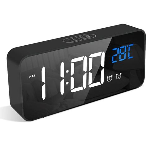 Leuchtender Wecker Mit 5,6-zoll-led-spiegeldisplay – Usb-stromversorgung – 2 Alarme – Einstellbare Schlummerfunktion – Elegantes Design