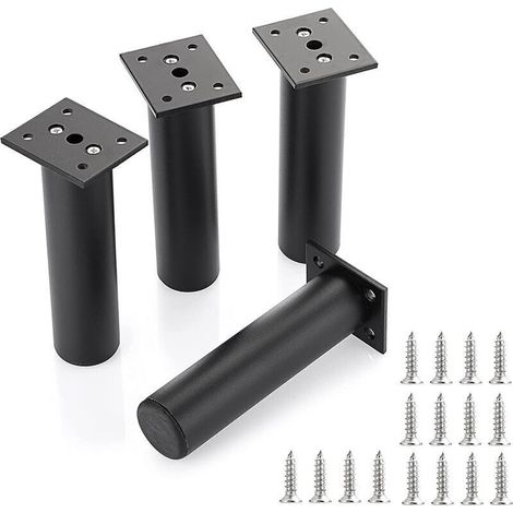 Set Von 4 Verstellbaren Möbelfüßen, 20 Cm – Schwarzes Metall – Einfache Installation Mit Schrauben – Maximale Belastung 200 Kg – Für Sofas Und Schränke