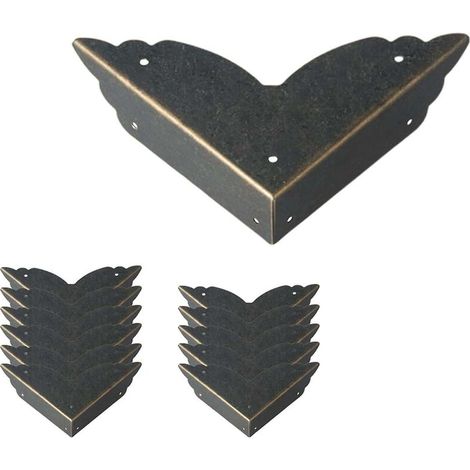 Set Aus 12 Vintage-eckenschutzern Aus Metall – Antiker Stil – Kantenschutz Für Möbel – Für Tisch, Truhe, Schmuckkasten