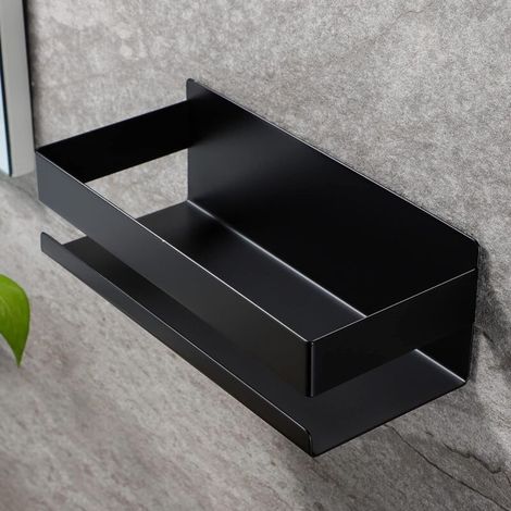 Selbstklebendes Duschregal, Gebohrtes Duschkorb Aus Edelstahl Sus304 Für Das Badezimmer, Schwarz