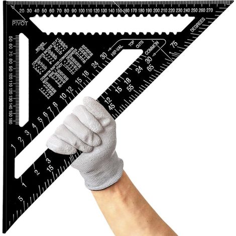 12 Zoll Aluminium-zimmermannswinkel, Metrisches Dreiecklineal Zur Winkelmessung Für Schreiner Und Ingenieure (schwarz)