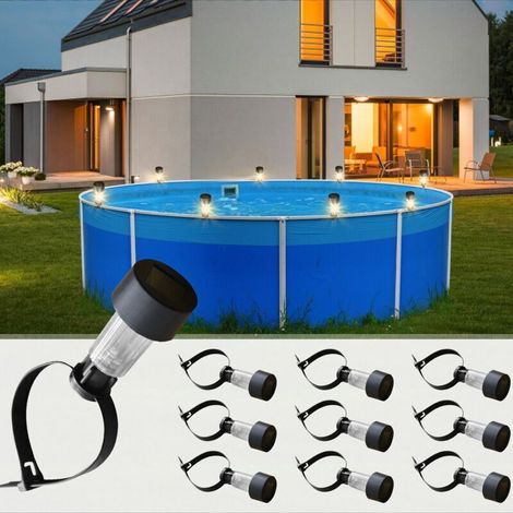 Satz Von 10 Wasserdichten, Energieeffizienten Solar-außenleuchten, Led-stimmungsbeleuchtung Für Pool, Party, Energiesparend Und Umweltfreundlich