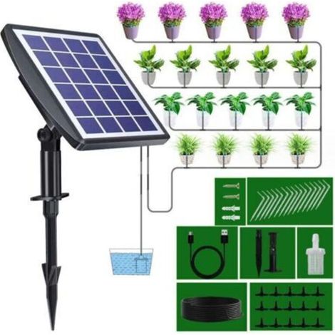 Solares Automatisches Bewässerungssystem, Tropfbewässerungs-kit Mit Timer Für Balkone, Terrassen Und Gärten..debuns