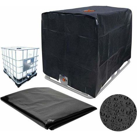 Ibc-container-abdeckplane Für 1000l Ibc-behälter, 116 X 100 X 120 Cm, Uv- Und Regendichte Wasserbehälterplane (schwarz) Fdc